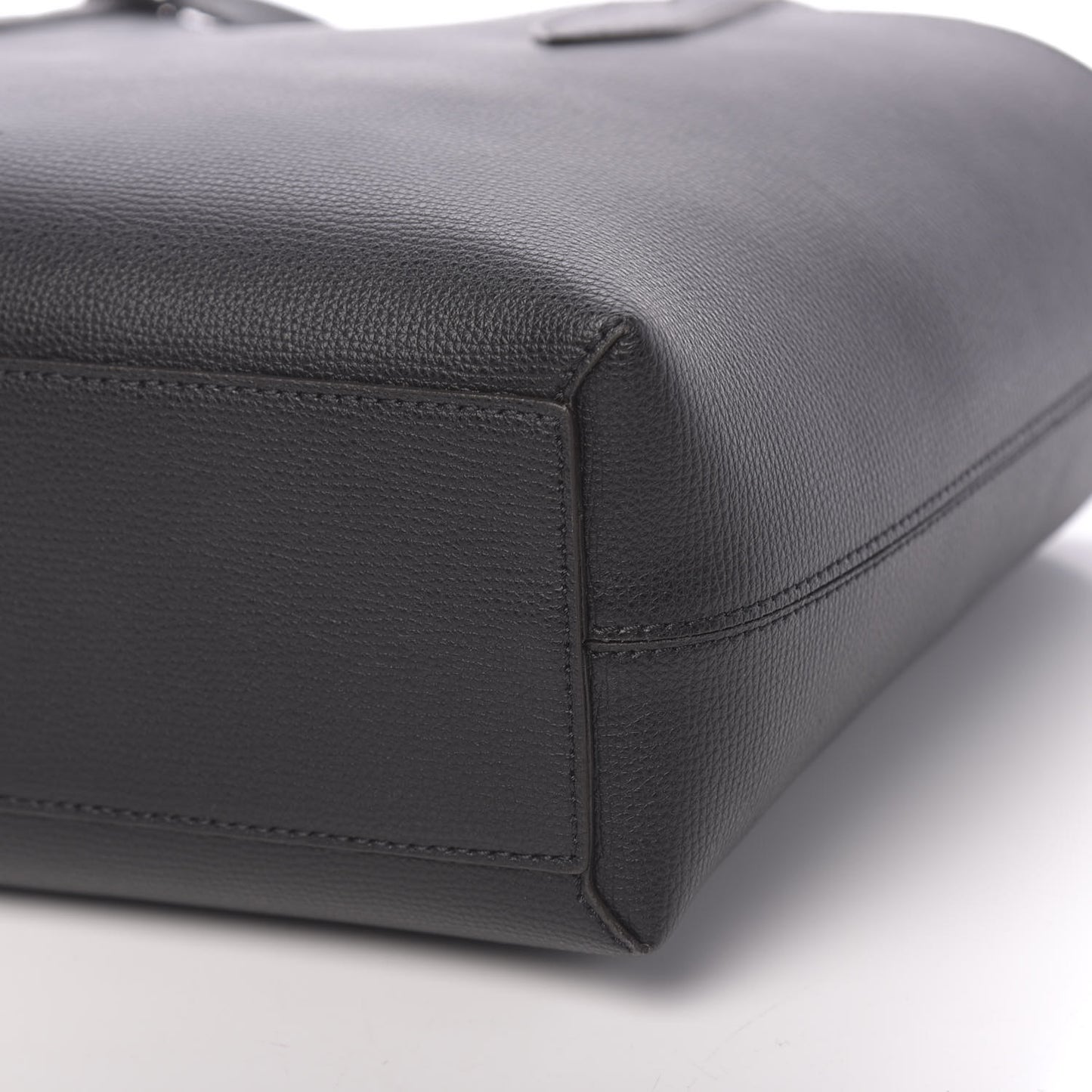Grainy Calfskin Haymarket Check Medium Reversible Tote Black