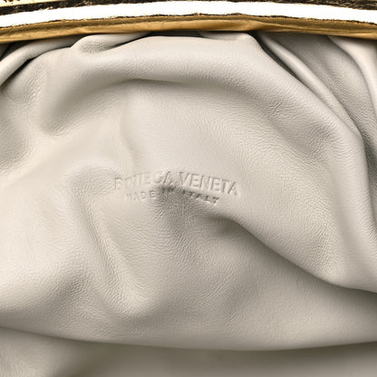 Bottega Veneta Metallic Crinkled Lambskin The Pouch Oversized Clutch Oro 6 of 8