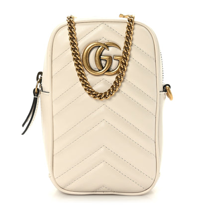 Gucci Calfskin Matelasse GG Marmont Mini Bag Coin Purse Mystic White Perfect Pink 3 of 10