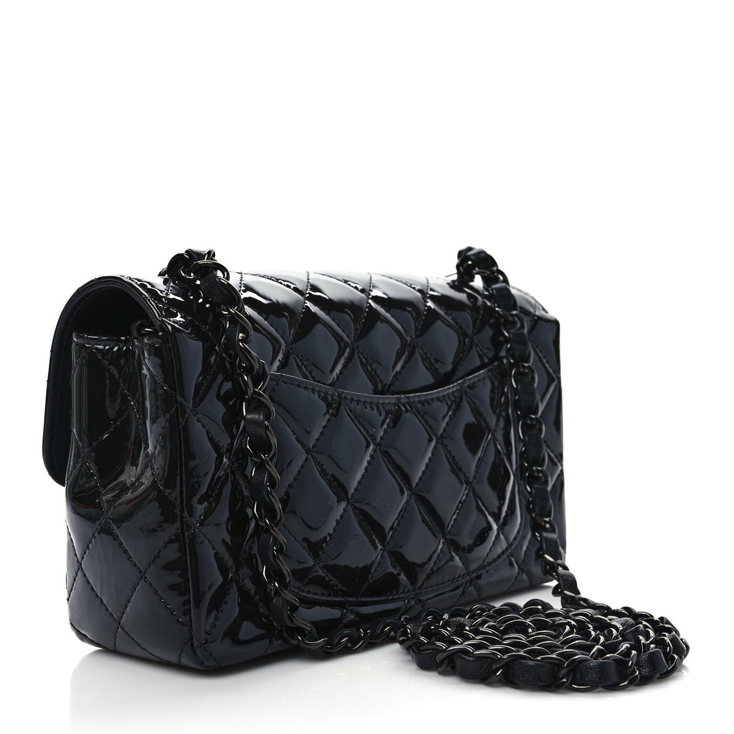 Chanel Patent Calfskin Quilted Mini Rectangular Flap So Black 3 of 9