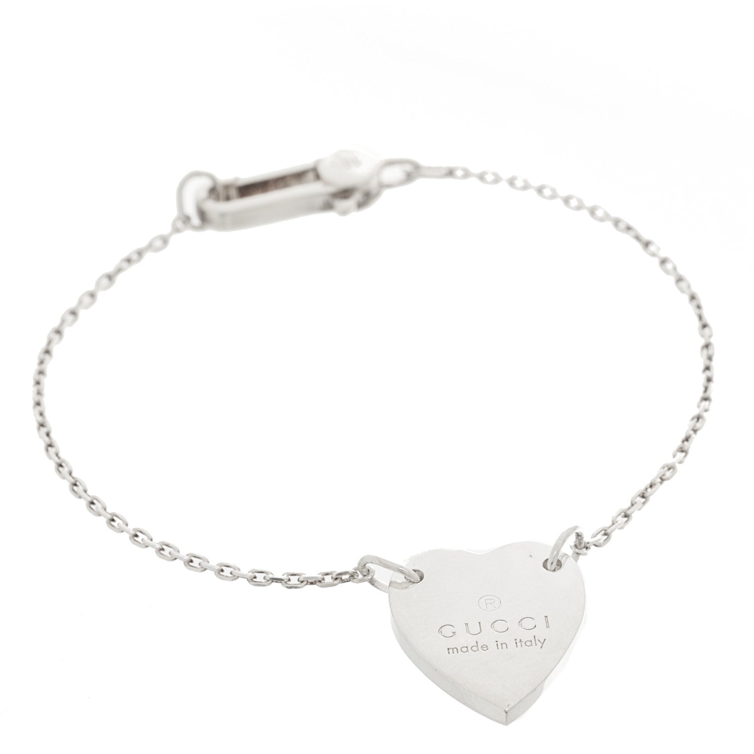Gucci Sterling Silver Trademark Heart Bracelet 1 of 5