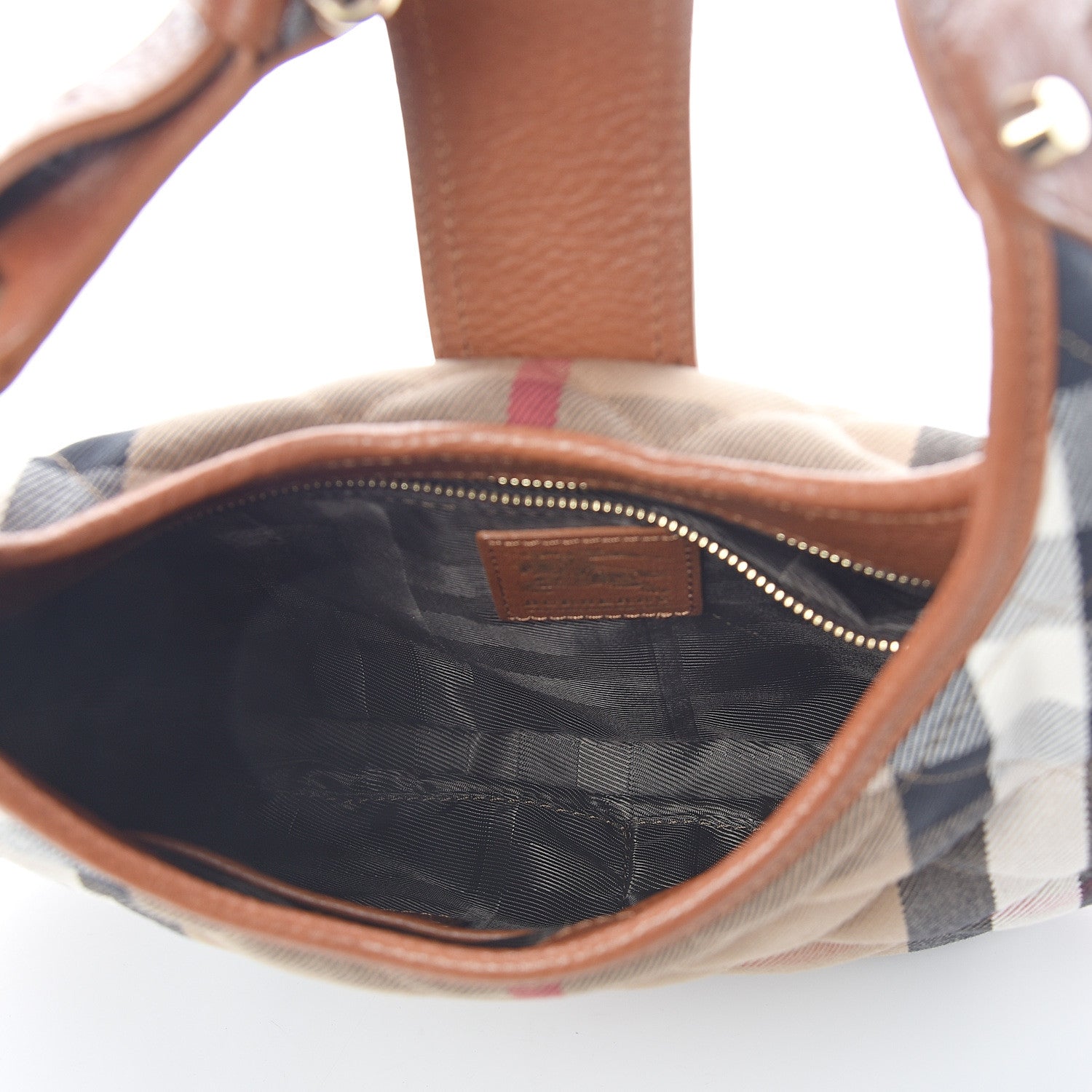 Burberry House Check Quilted Small Brook Hobo Brown 7 of 8