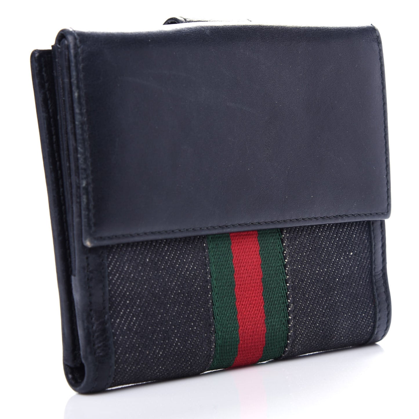 Calfskin Web Compact Wallet Black