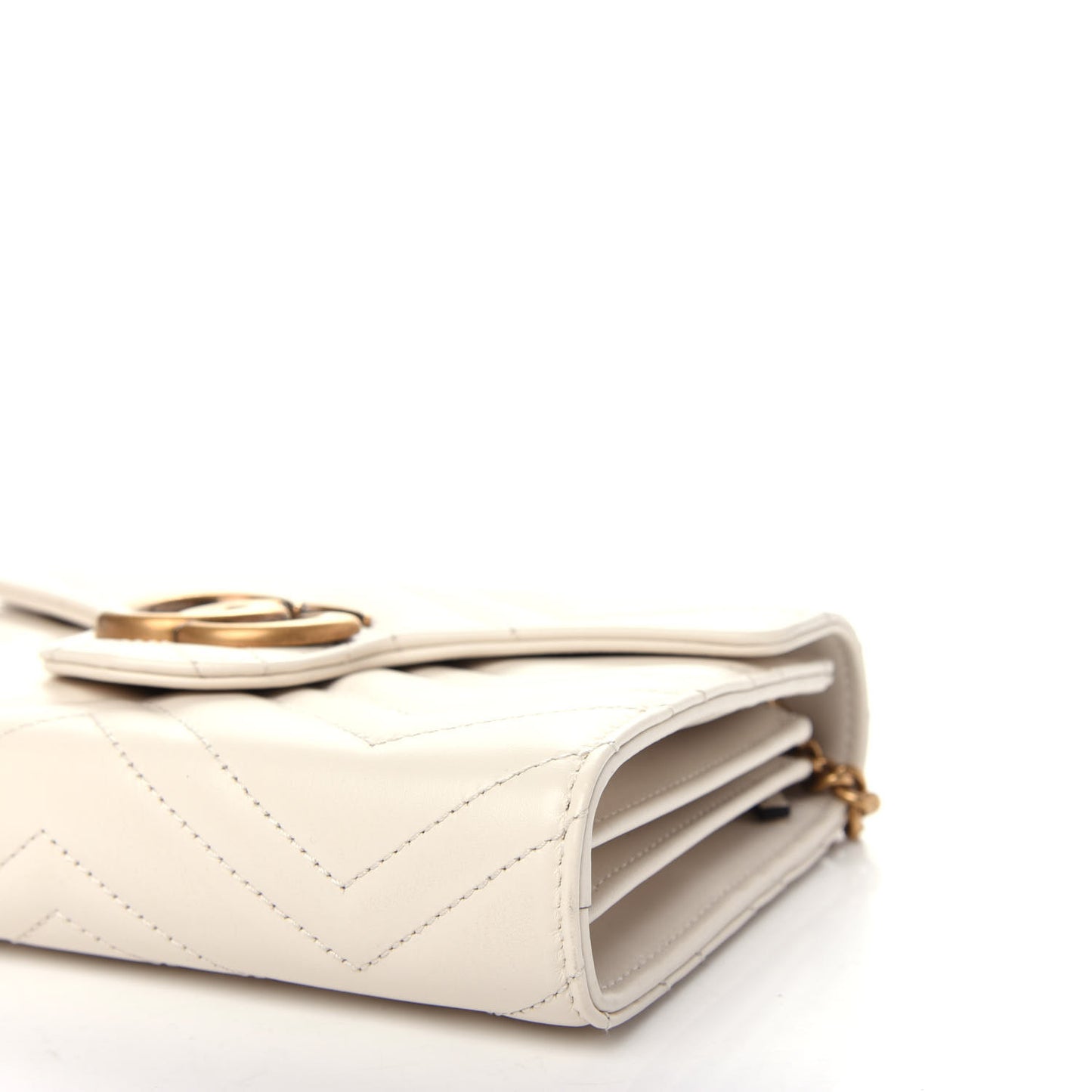 Calfskin Matelasse GG Marmont Chain Wallet Mystic White