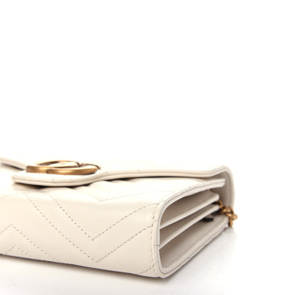 Gucci Calfskin Matelasse GG Marmont Chain Wallet Mystic White 9 of 10