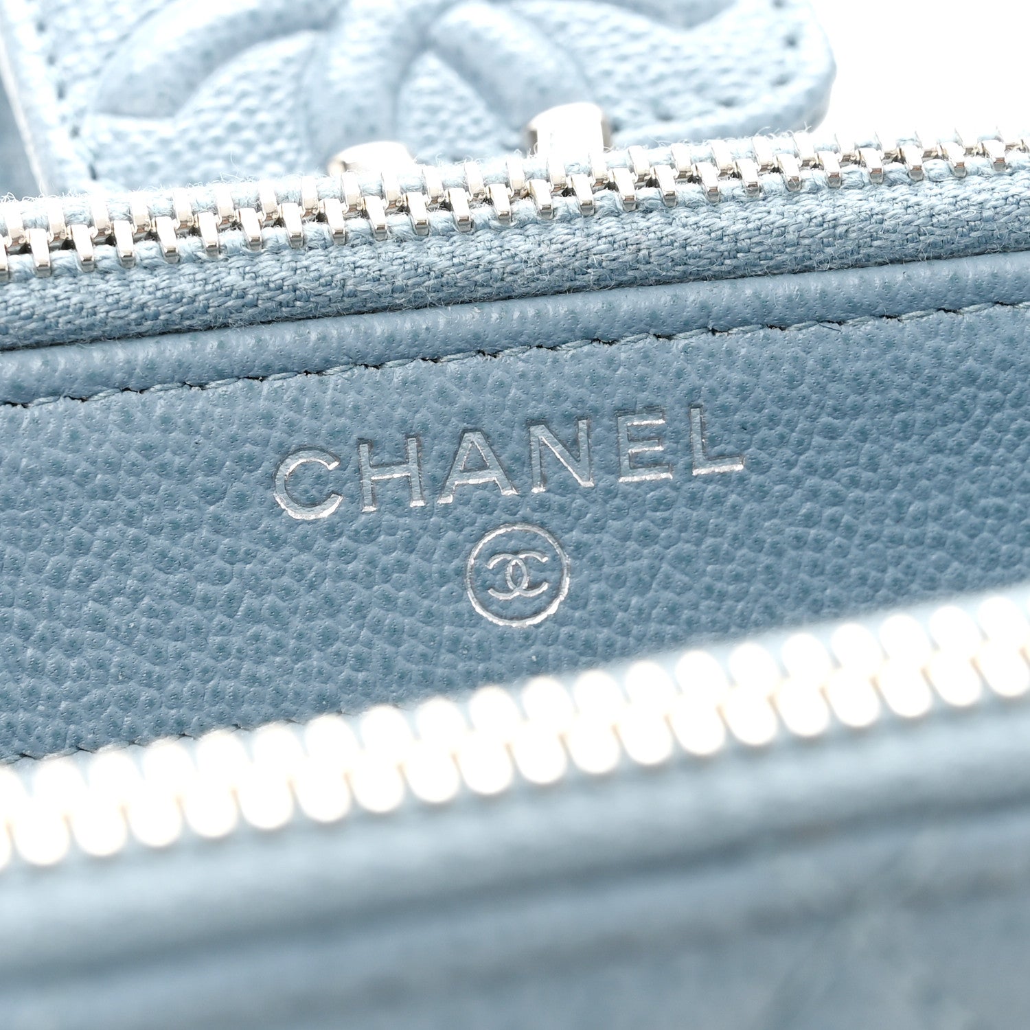 Chanel Grained Calfskin Quilted CC Box Clutch With Chain Blue 6 of 14