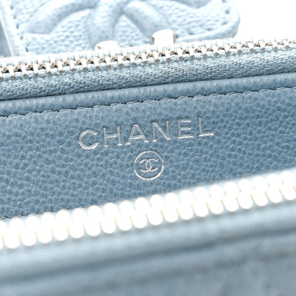 Chanel Grained Calfskin Quilted CC Box Clutch With Chain Blue 6 of 14