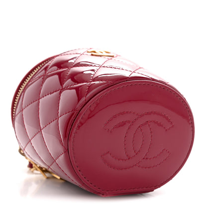 Chanel Patent Quilted Afternoon Tea Top Handle Vanity Case With Chain Dark Red 4 of 11