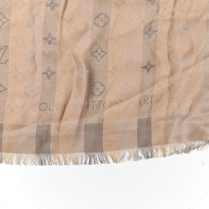 Louis Vuitton Silk Lurex Wool So Shine Monogram Shawl Beige 2 of 3