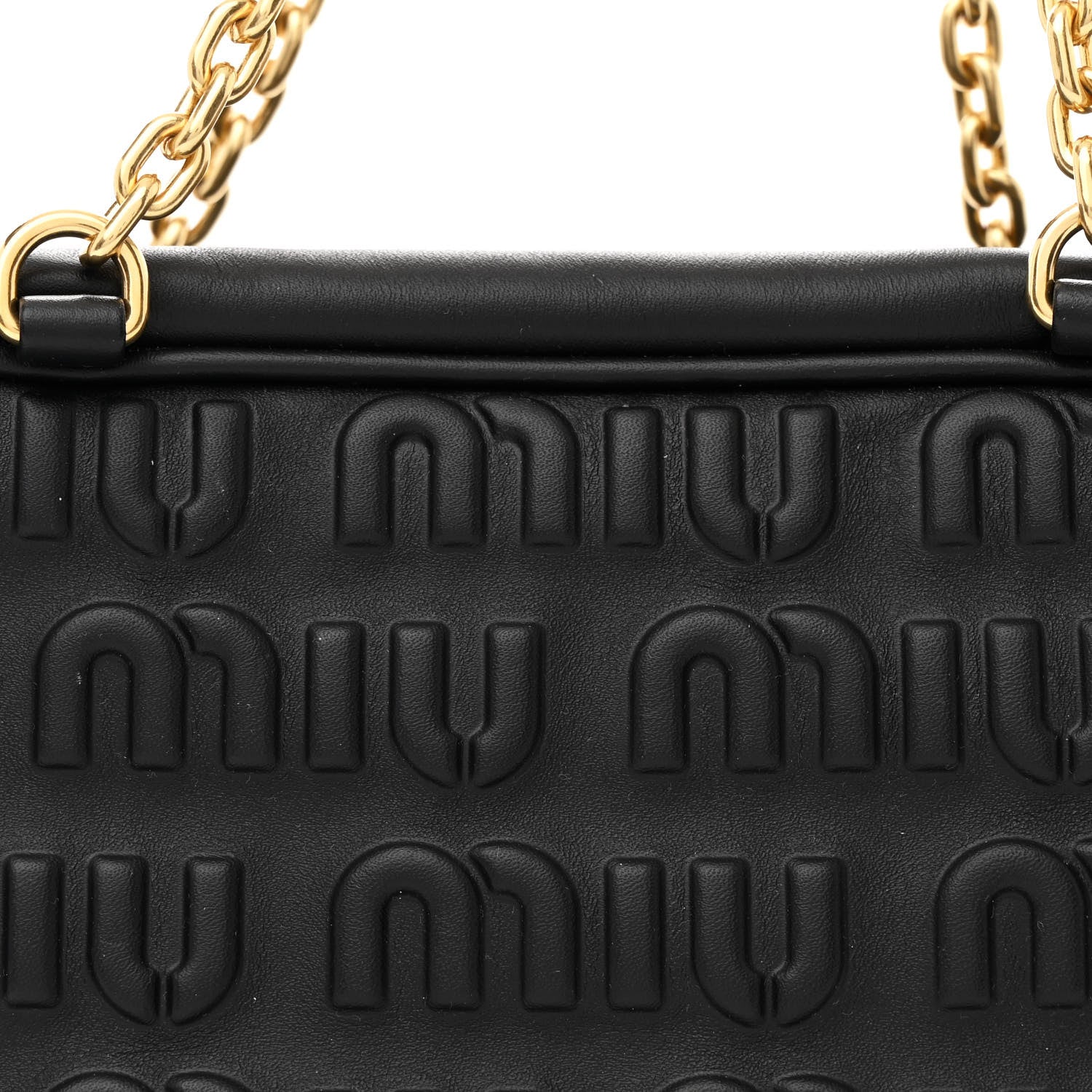 Miu Miu Softy Logo Embossed Small Chain Shoulder Bag Black 8 of 11