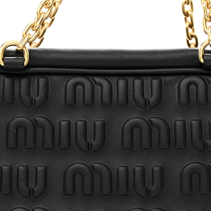 Miu Miu Softy Logo Embossed Small Chain Shoulder Bag Black 8 of 11