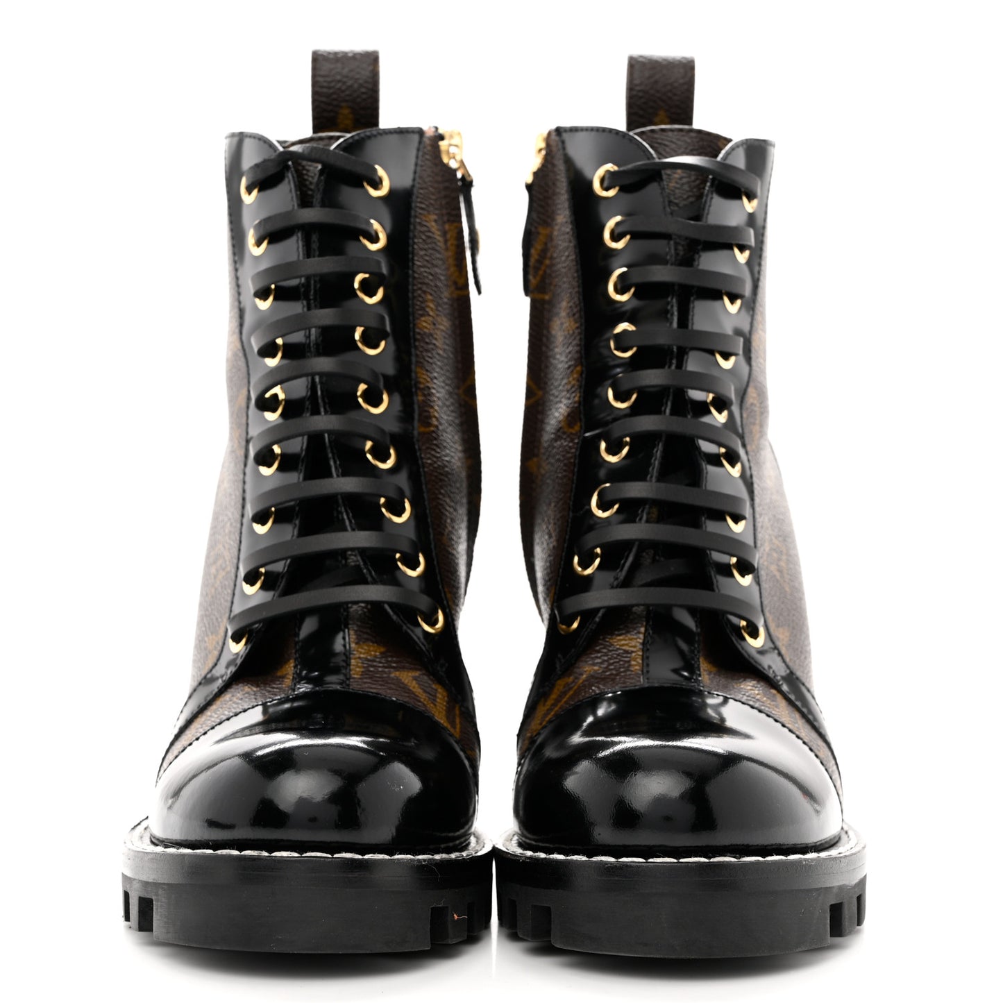Patent Calfskin Monogram Star Trail Ankle Boots 37 Black