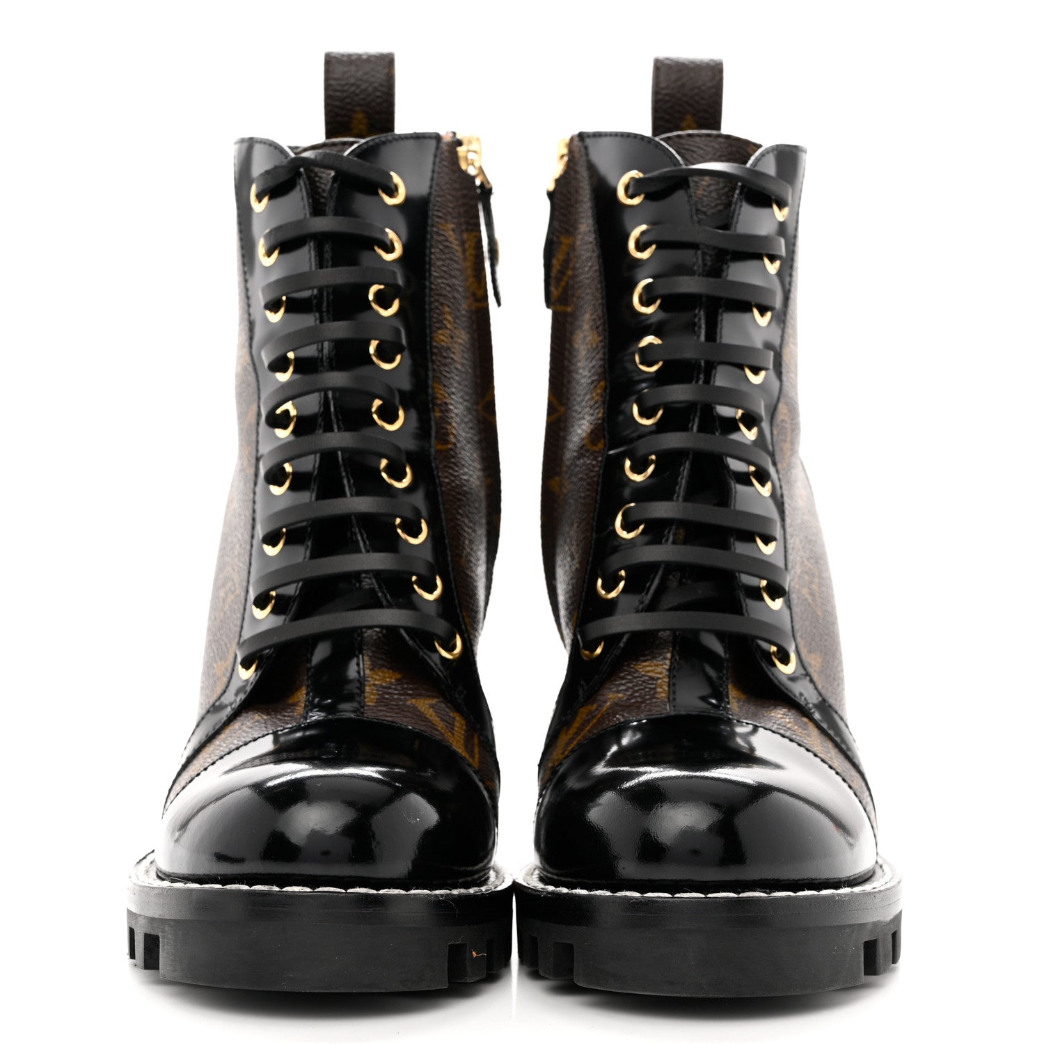 Louis Vuitton Patent Calfskin Monogram Star Trail Ankle Boots 37 Black 2 of 10
