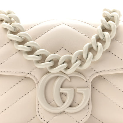 Gucci Calfskin Matelasse Monochrome GG Marmont Chain Belt Bag Mystic White 7 of 9
