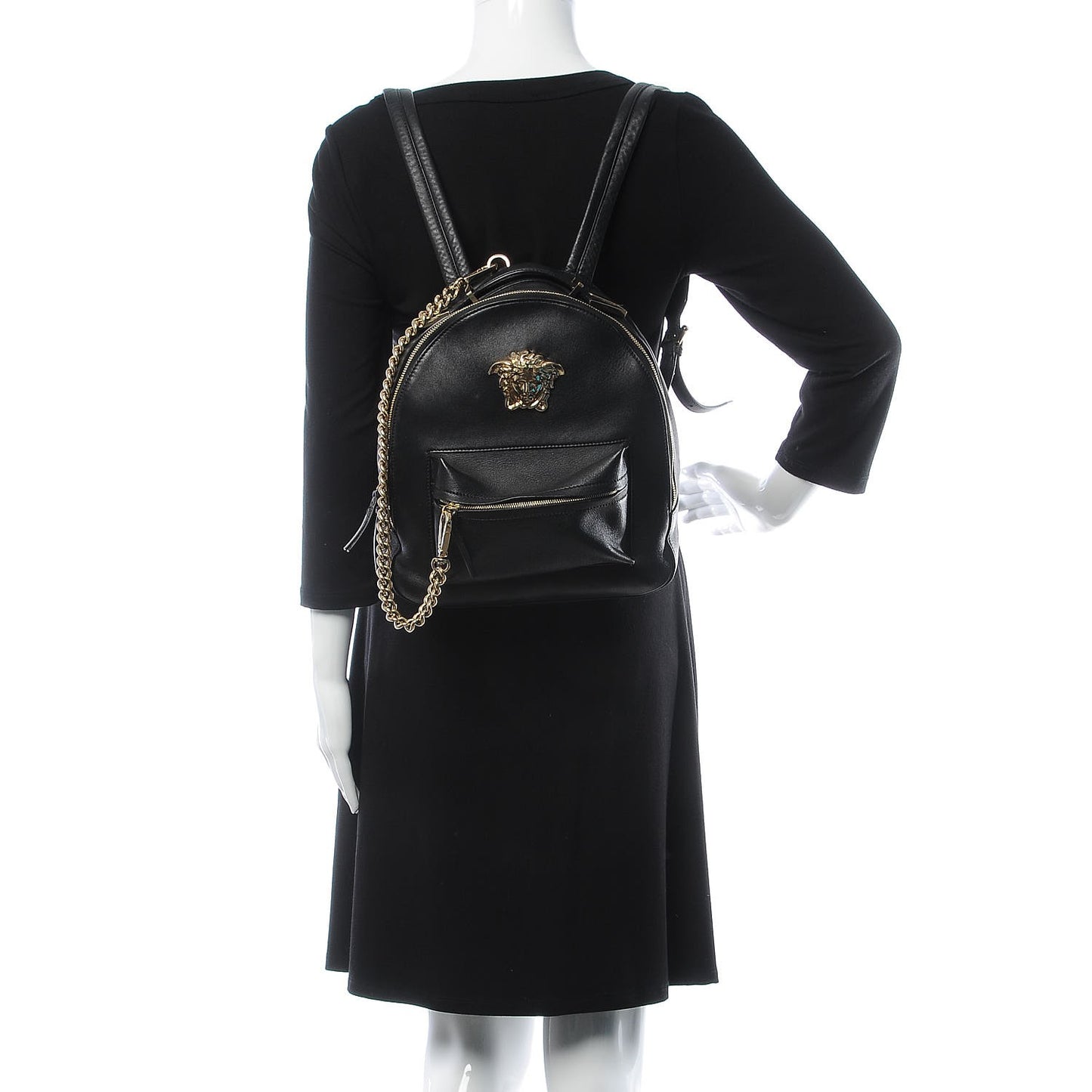 Calfskin Palazzo Medusa Backpack Black