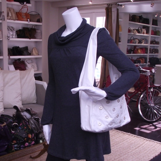 Lambskin Swarovski Crystal Charm Hobo