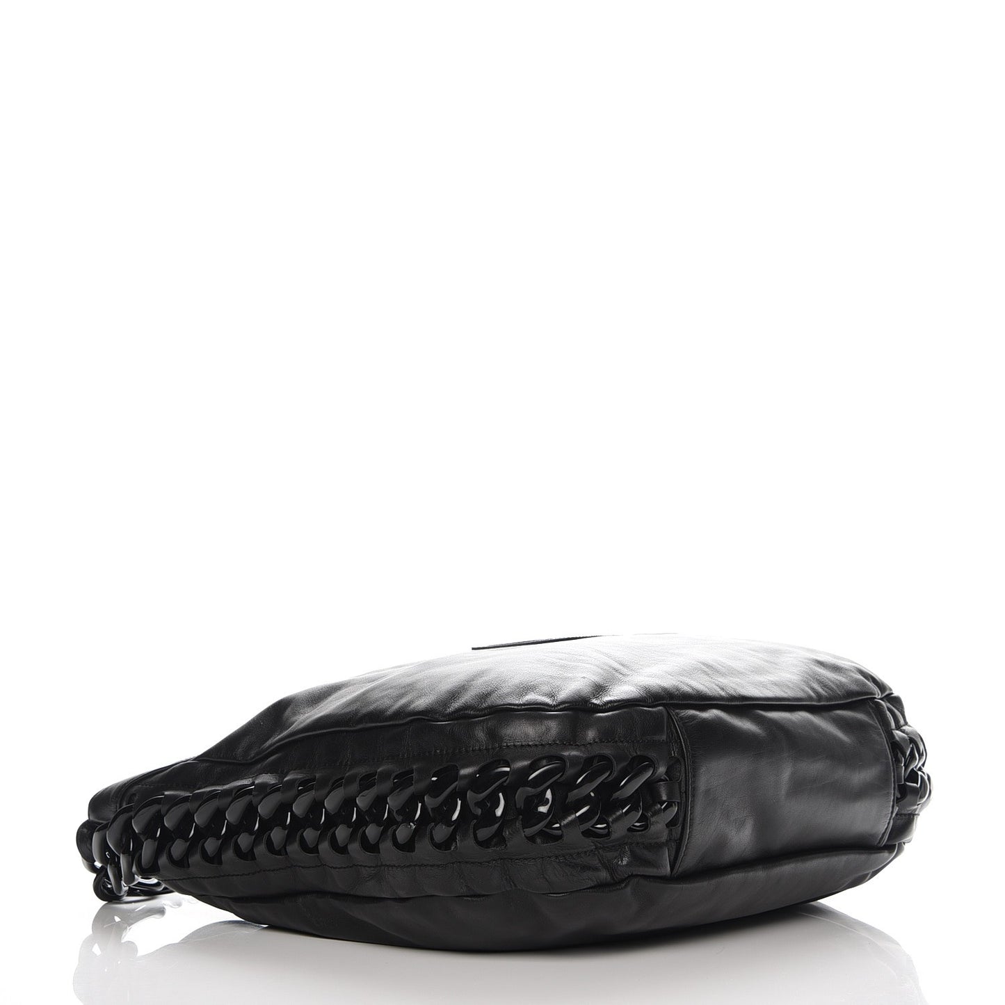 Calfskin Modern Chain Rhodoid Hobo Black