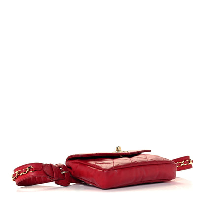 Chanel Lambskin Quilted Flap Waist Belt Bag Red 4 of 11