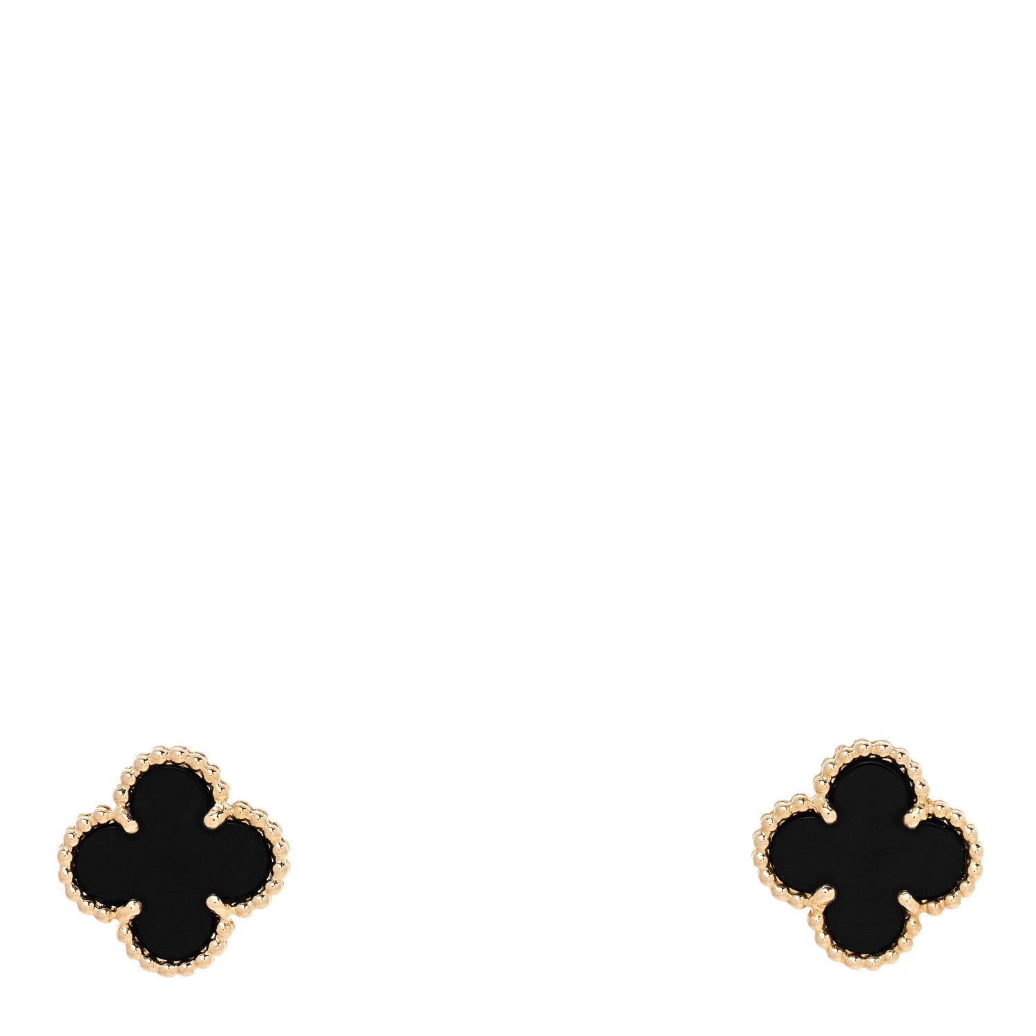Van Cleef & Arpels 18K Yellow Gold Black Onyx Sweet Alhambra Earrings 1 of 5