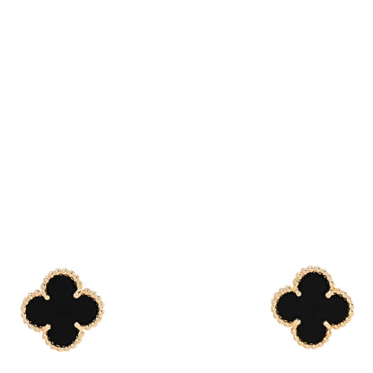 Van Cleef & Arpels 18K Yellow Gold Black Onyx Sweet Alhambra Earrings 1 of 5