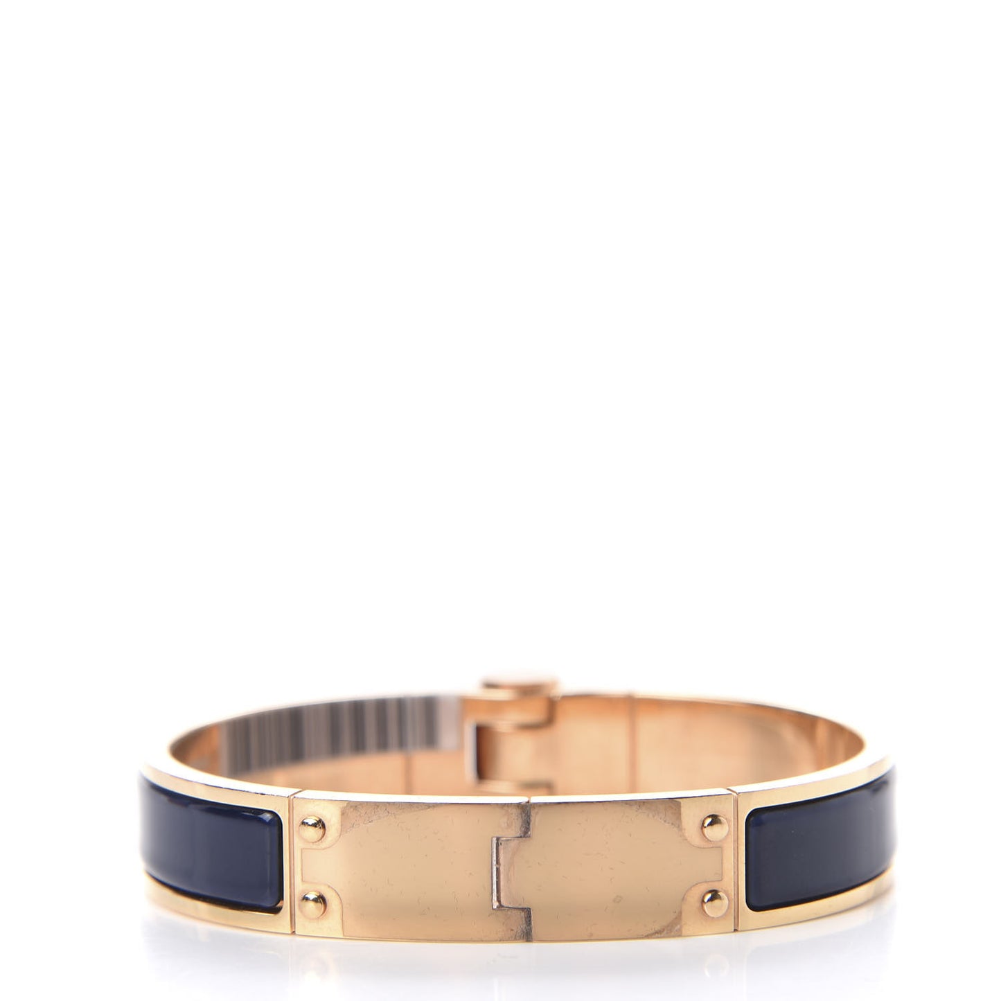 Enamel Charniere Uni Narrow Hinged Bracelet M Bleu Abysse