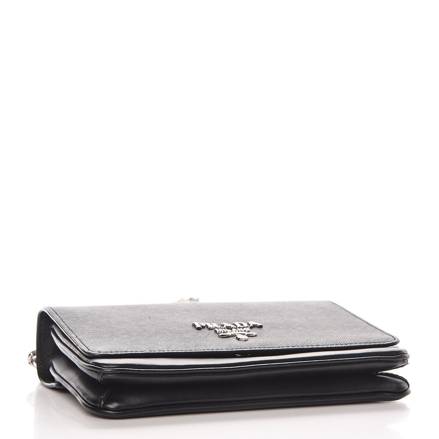 Saffiano Soft Calf Chain Crossbody Bag Black