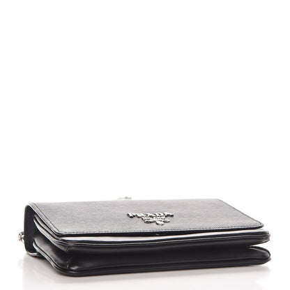 Prada Saffiano Soft Calf Chain Crossbody Bag Black 4 of 8