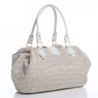 Fendi Cuoio Juta Tiger Print Hobo Beige White 3 of 9