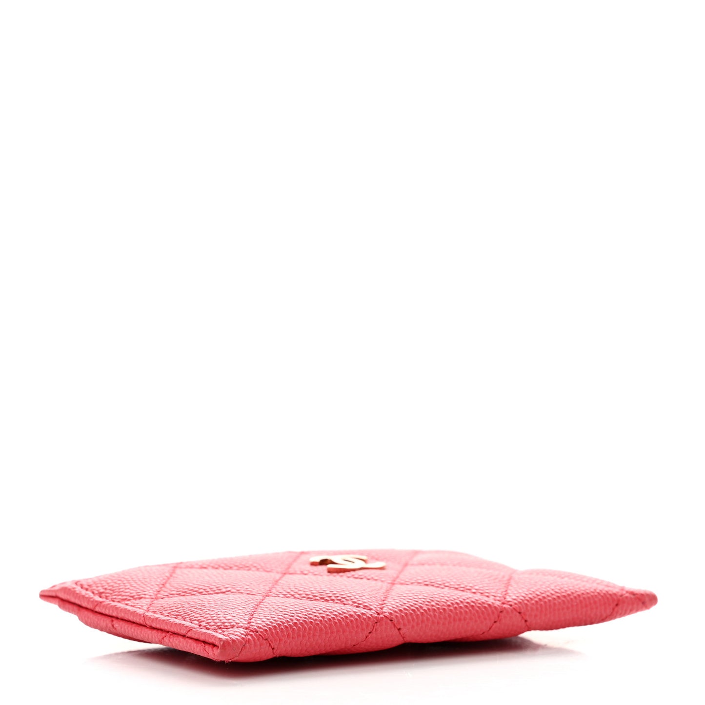 Caviar Quilted Card Holder Dark Pink