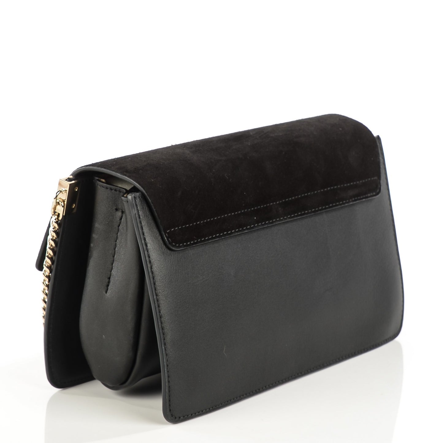 Suede Calfskin Small Faye Shoulder Bag Black
