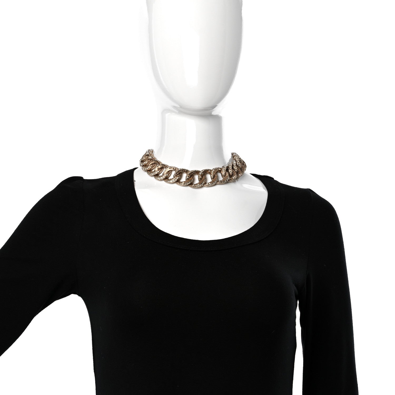 Chanel Baguette Crystal Moon CC Choker Necklace Gold 3 of 5