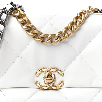 Chanel Shiny Goatskin Quilted Medium Chanel 19 Flap White 10 of 11