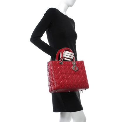 Christian Dior Lambskin Cannage Large Lady Dior Red 3 of 13