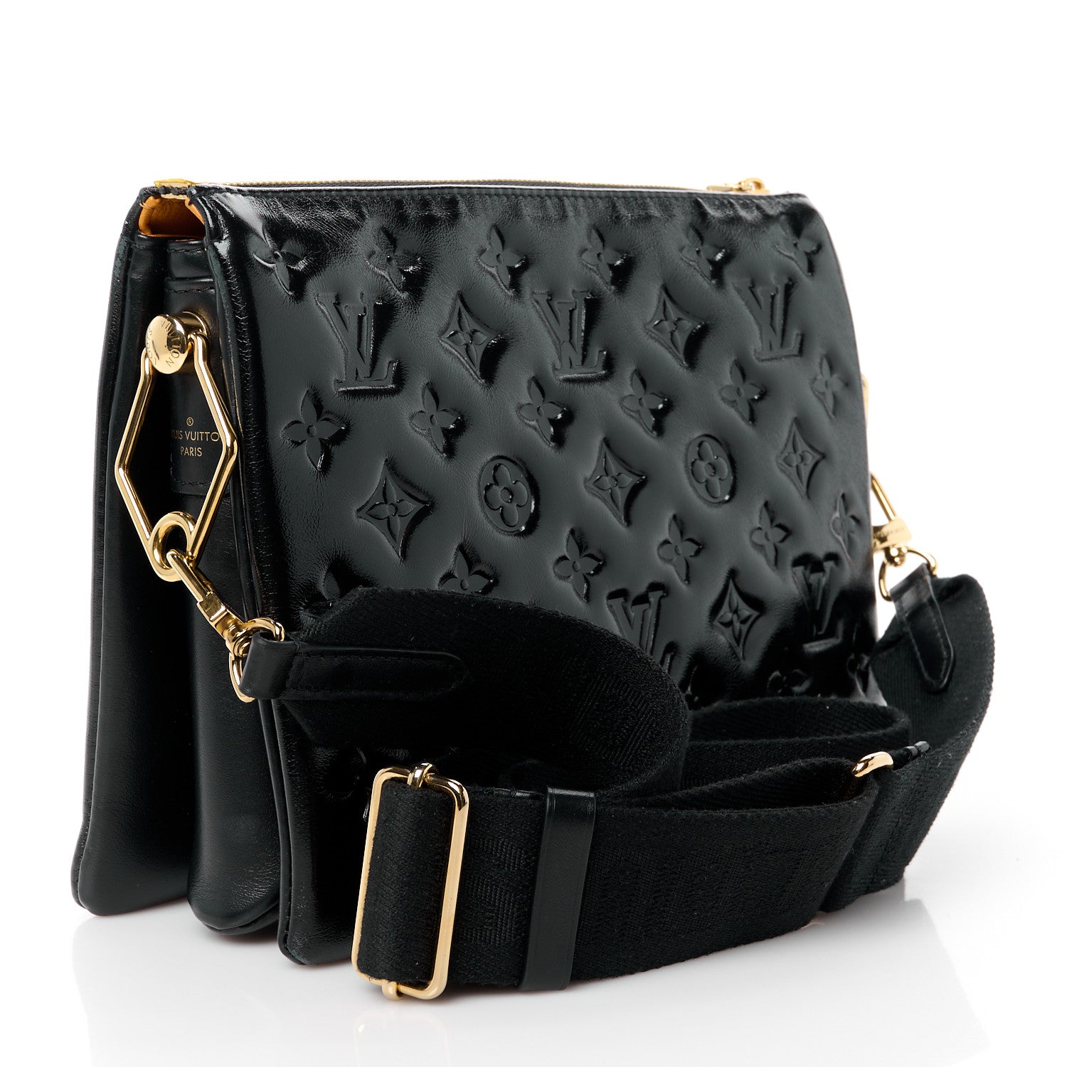Louis Vuitton Glazed Lambskin Embossed Monogram Coussin PM Black 3 of 10