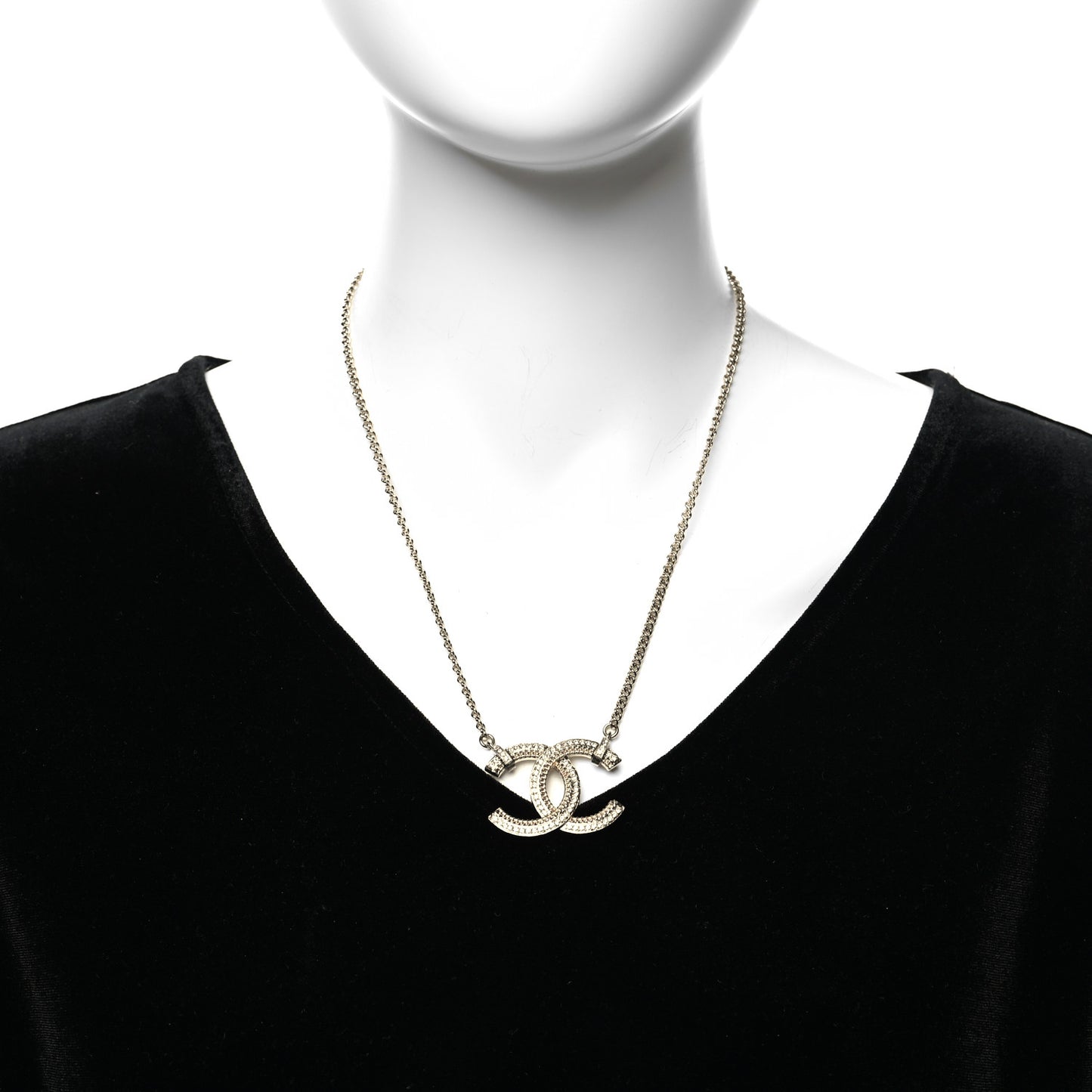 Crystal Logo CC Chain Necklace Light Gold