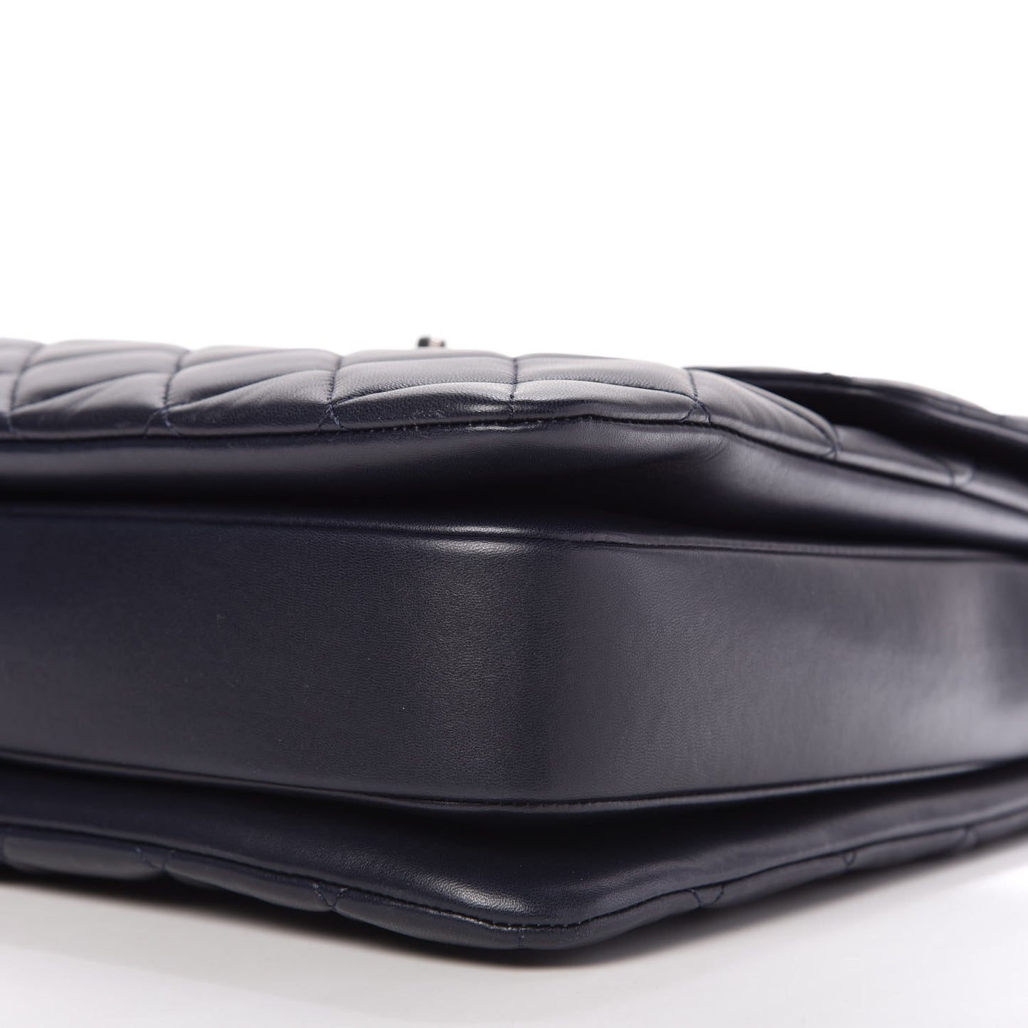 Lambskin Quilted Large Trendy CC Flap Dual Handle Bag Navy
