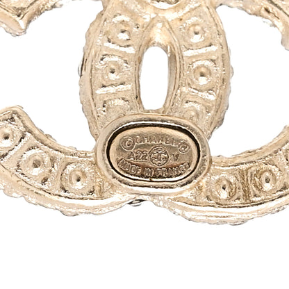 Chanel Pearl Crystal CC Earrings Light Gold 4 of 5