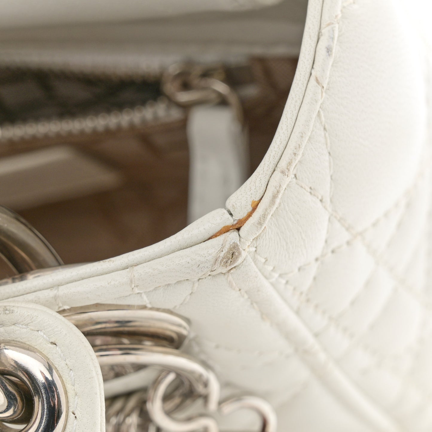 Lambskin Cannage Mini Lady Dior White