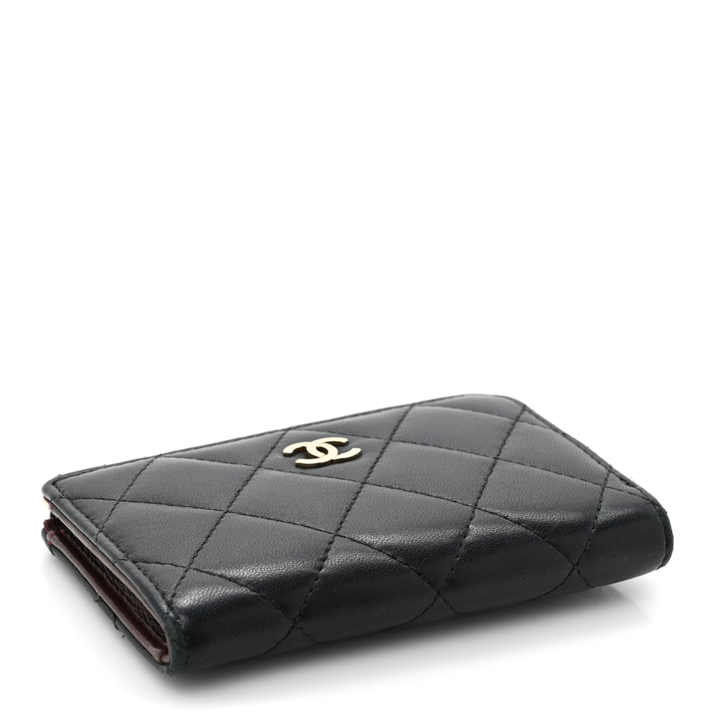 Lambskin Quilted Key Holder Case Black