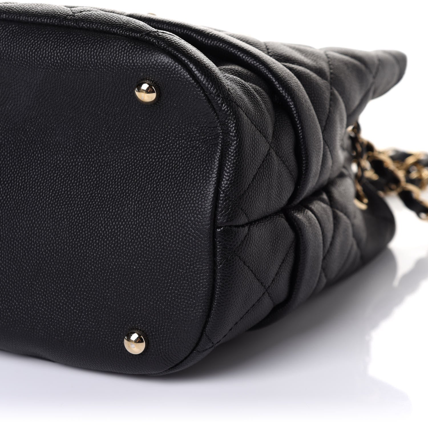 Chanel Caviar Quilted Rolled Up Bucket Drawstring Bag Black 10 of 12