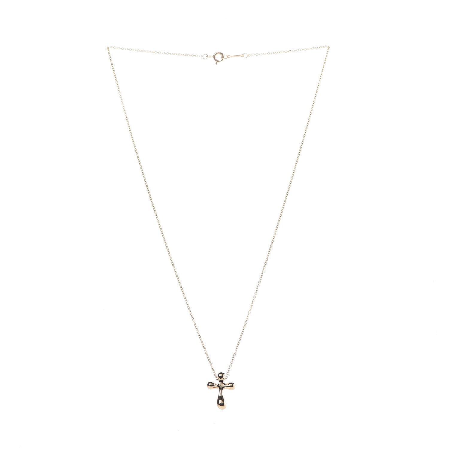 Tiffany 18K Yellow Gold 12mm Elsa Peretti Cross Pendant Necklace 3 of 6