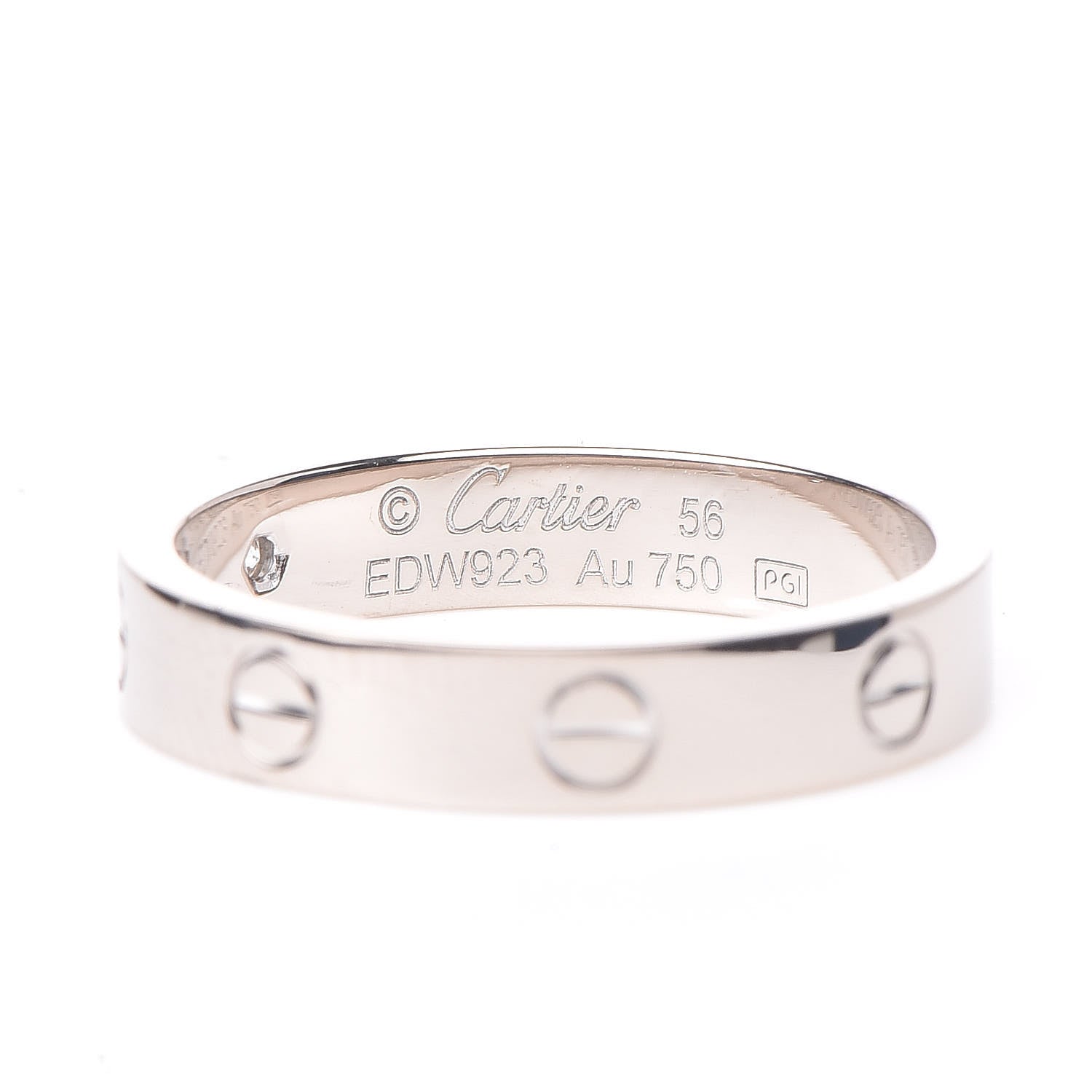 Cartier 18K White Gold Diamond 4mm LOVE Wedding Band Ring 56 7.5 4 of 5