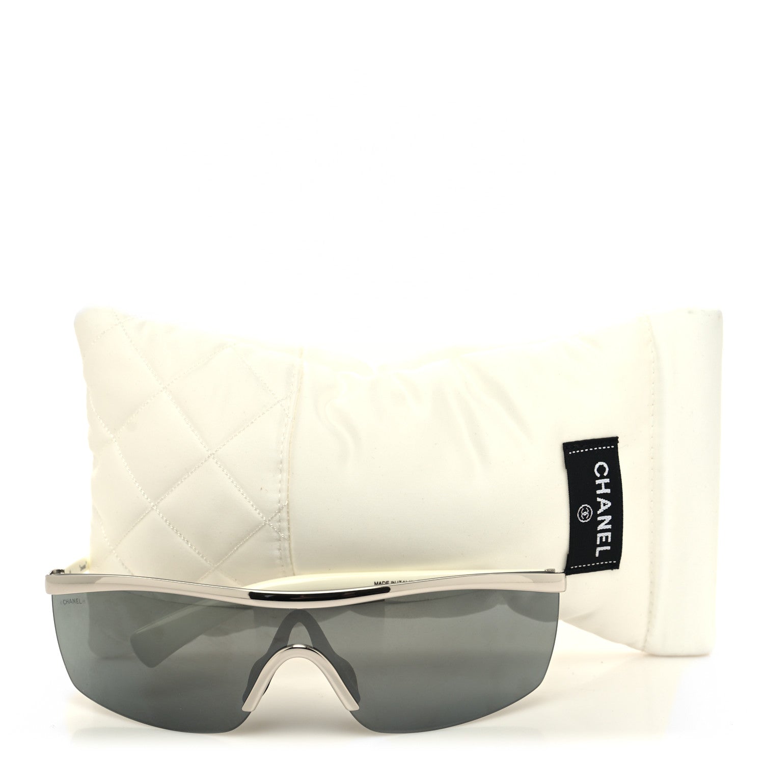 Chanel Acetate Shield Sunglasses 71474 Silver White 8 of 8