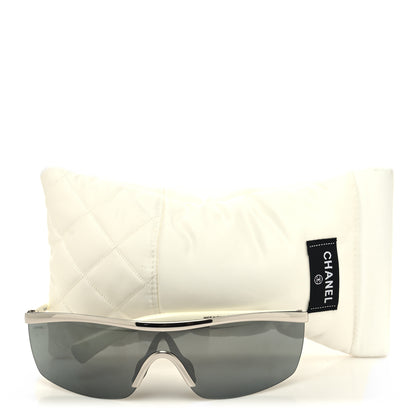 Chanel Acetate Shield Sunglasses 71474 Silver White 8 of 8