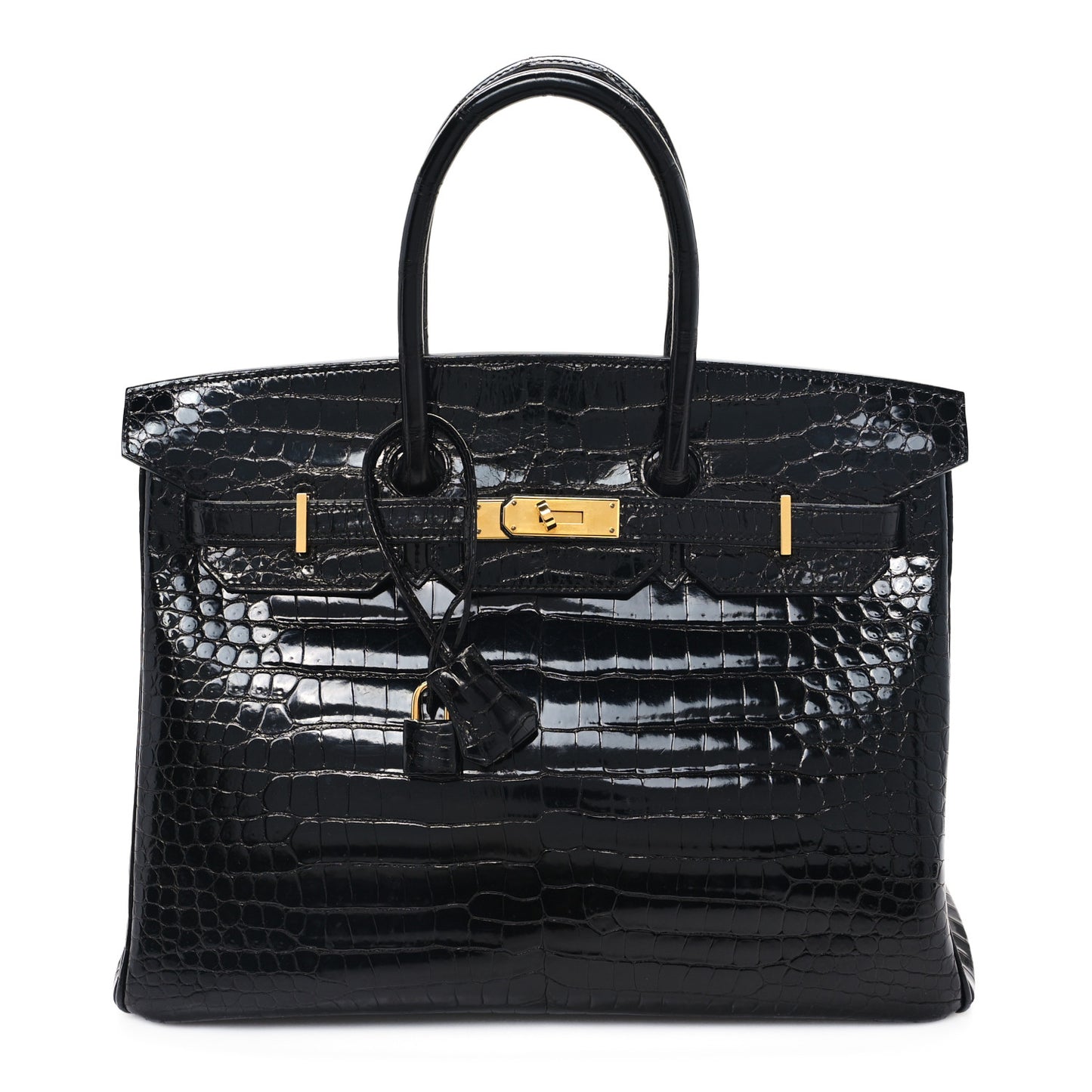 Shiny Porosus Crocodile Birkin 35 Black