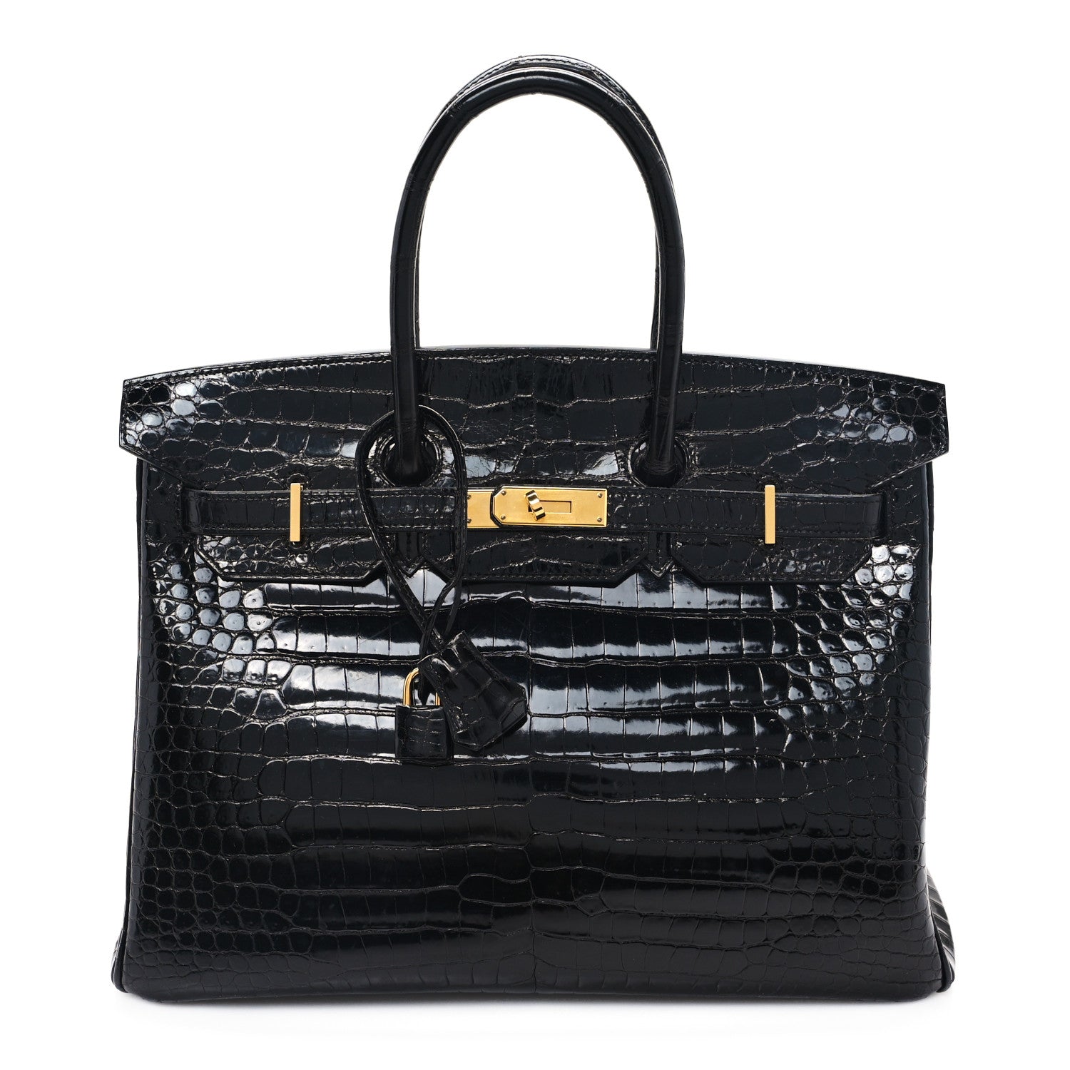 Hermes Shiny Porosus Crocodile Birkin 35 Black 1 of 12