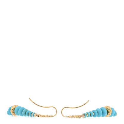 David Yurman 18K Yellow Gold Turquoise Rio Rondelle Drop Earrings 3 of 4