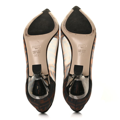 Fendi Technical Mesh Vitello Gommato FF Colibri 55mm Pumps 38.5 Tobacco Moro Black 5 of 7