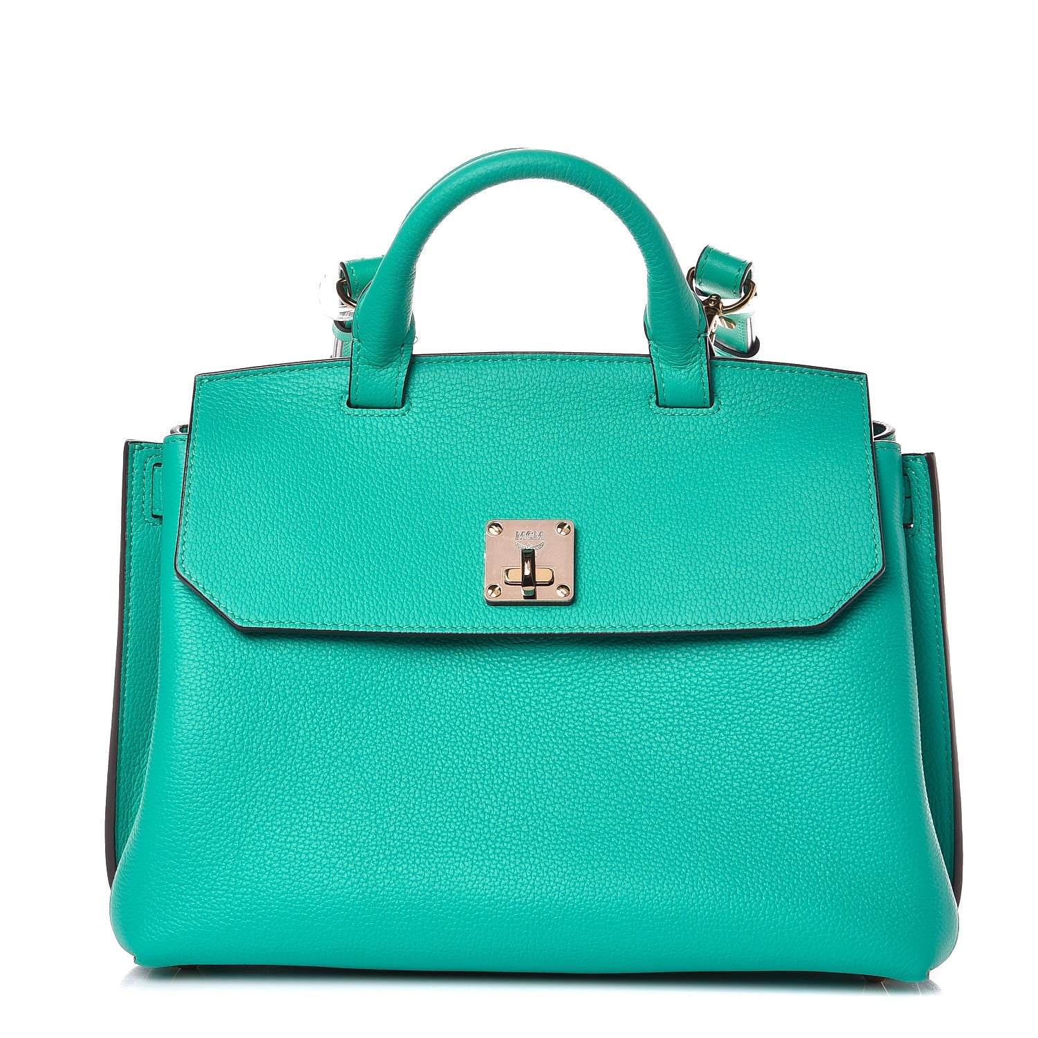 MCM Grained Calfskin Medium Milla Convertible Backpack Oasis Green 1 of 11