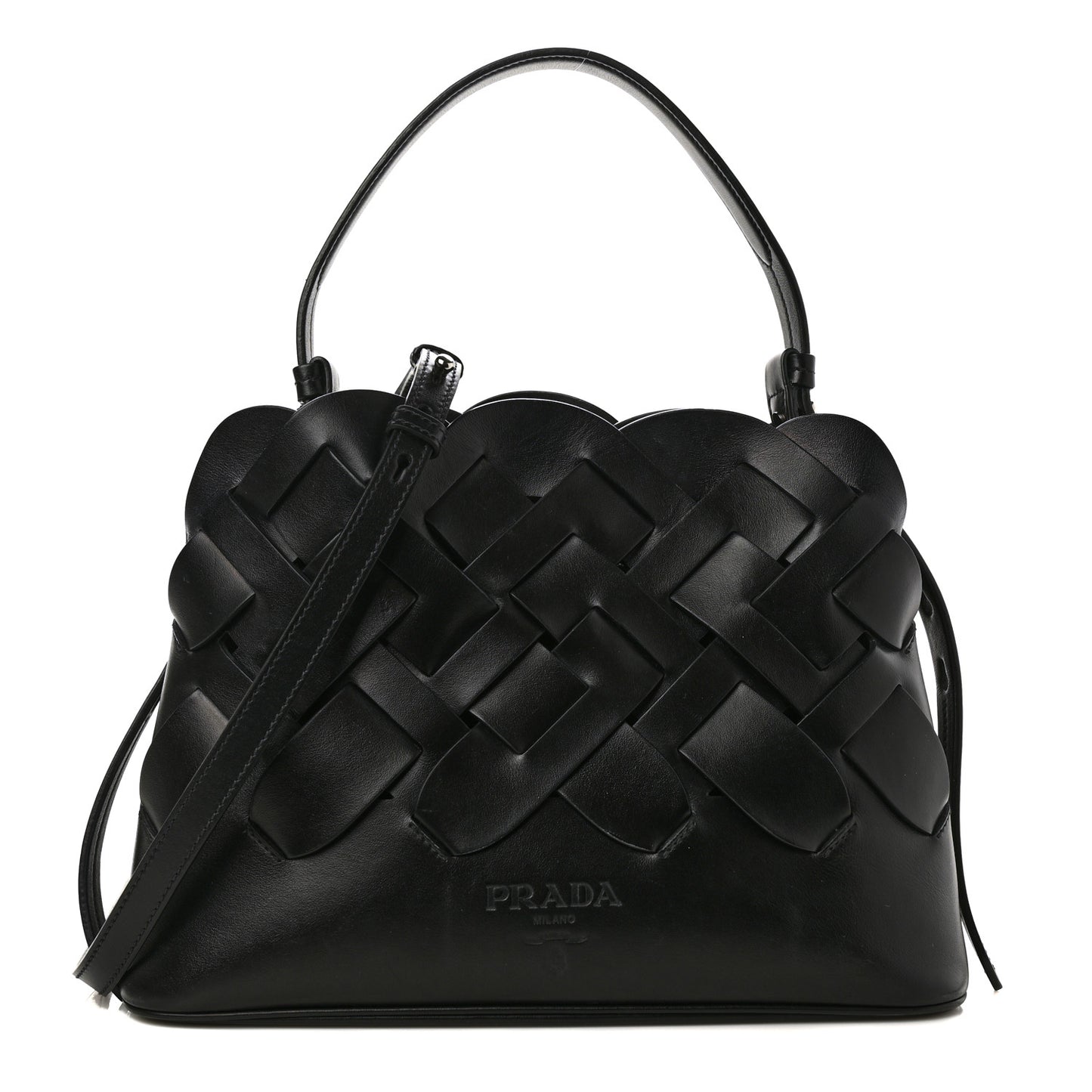 Vitello Intreccio Tress Handbag Black